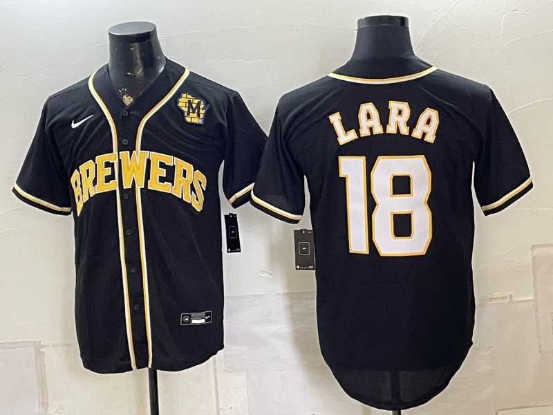 Men 2026 Milwaukee Brewers #18 Lara black Game Nike MLB Jersey 081103->milwaukee brewers->MLB Jersey